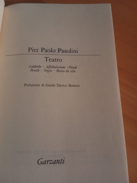 Teatro, Pier Paolo Pasolini, Garzanti, 1988