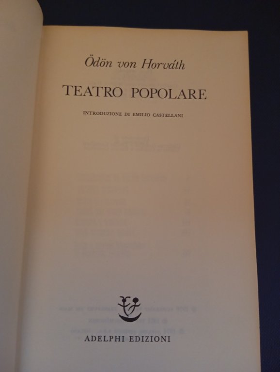 Teatro popolare, Odon von Orvaith, Adelphi, 1974