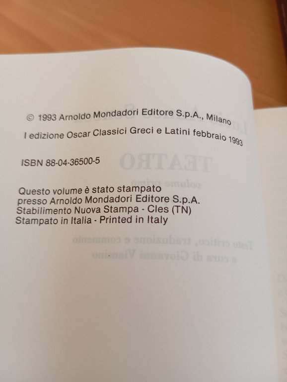 Teatro, Seneca, Volume primo , due tomi in cofanetto, Oscar …