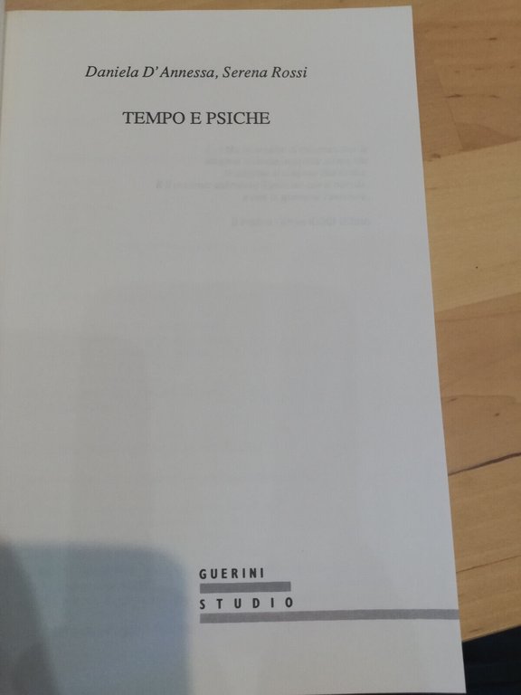 Tempo e psiche, Daniele d'Annessa - Serena Rossi, Guerini, 1994