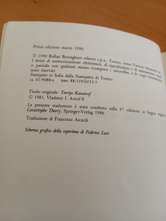 Teoria delle catastrofi, Vladimir I. Arnol'd, Bollati Boringhieri, 1990
