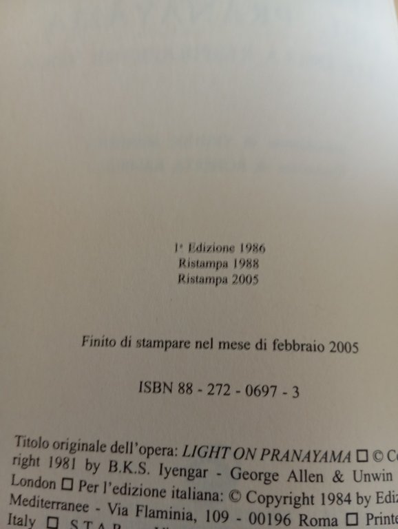 Teoria e pratica del Pramayama, b. k. s. Iyengar, Edizioni …