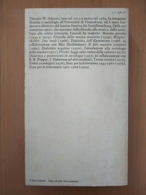Terminologia filosofica, due volumi, Theodor W. Adorno, Einaudi PBE, 1975 | Immagine Gallery 5