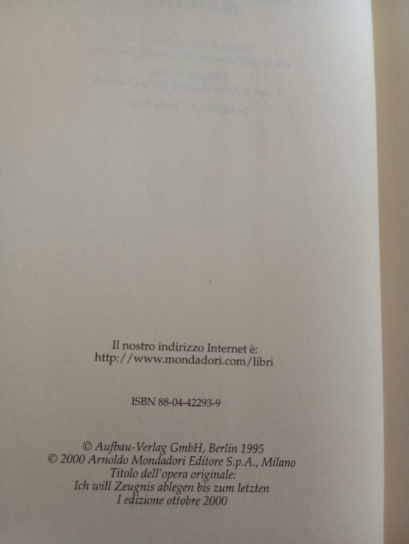 Testimoniare fino all'ultimo. Diari 1933-1945, Victor Klemperer, Mondadori, 2000