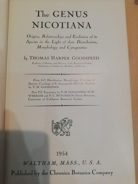 The genus Nicotina, T. H. goodspeed, 1954, in inglese