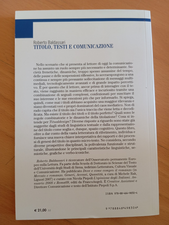 Titolo, testi e comunicazione, Roberto Baldassari, Franco Angeli, 2008 | Immagine Gallery 4