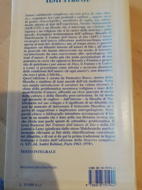 Trattato dell'amore di Dio, Nicolas Malebranche, Rusconi, 1997