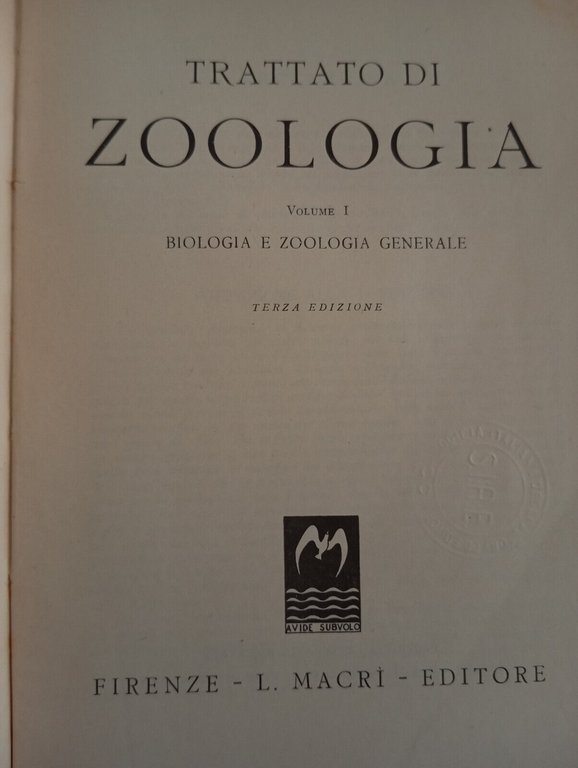 Trattato di zoologia, Augusto Stefanelli, Macrì Editore, 1948, per collezionisti