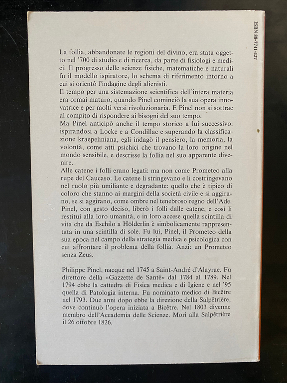 Trattato medico-filosofico sull'alienzazione mentale Volume 2, Pinel, 1988