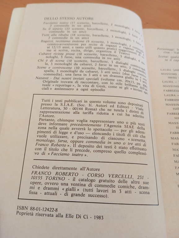 Facciamo teatro, Franco Roberto, Elle Di Ci, 1983