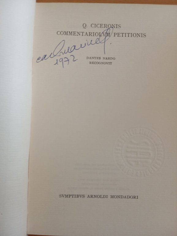 Tulli Ciceronis, Commentariolum Petitionis, Mondadori, 1972 | Immagine Gallery 5