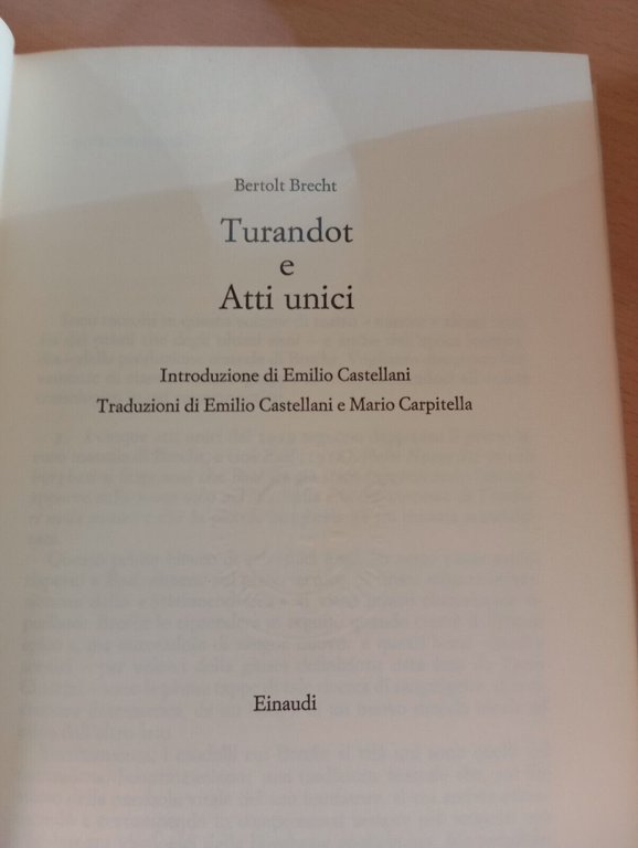 Turandot e atti unici, Bertold Brecht, Einaudi, 1969