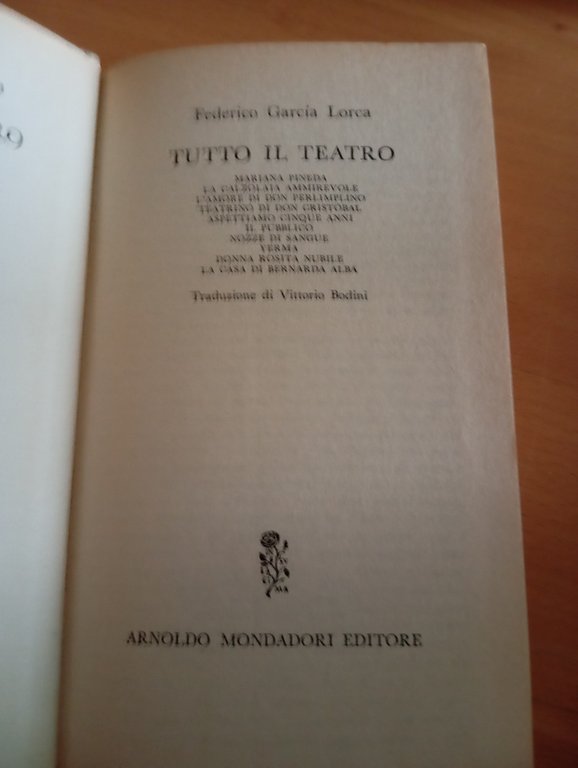 Tutto il teatro, F. Garcia Lorca, BMM Mondadori, 1962