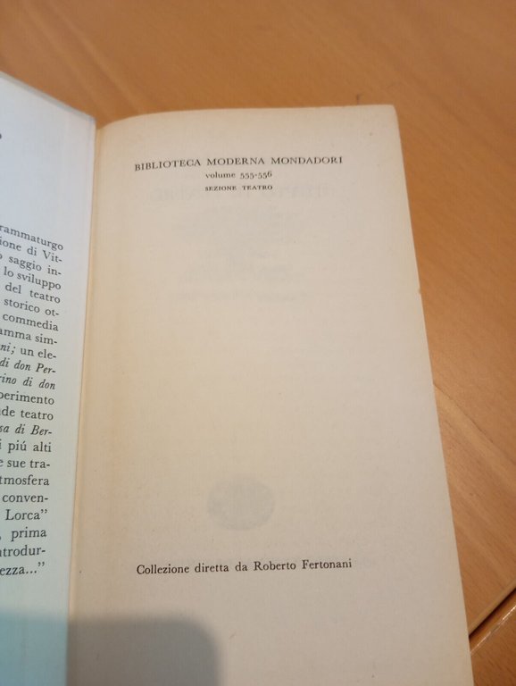 Tutto il teatro, Federico Garcia Lorca, BMM Mondadori, 1962