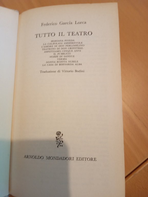 Tutto il teatro, Federico Garcia Lorca, BMM Mondadori, 1962