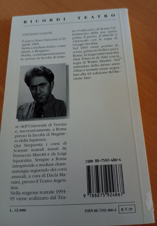 Ulisse è tornato, Vincenzo Giannì, Ricordi teatro, 1996