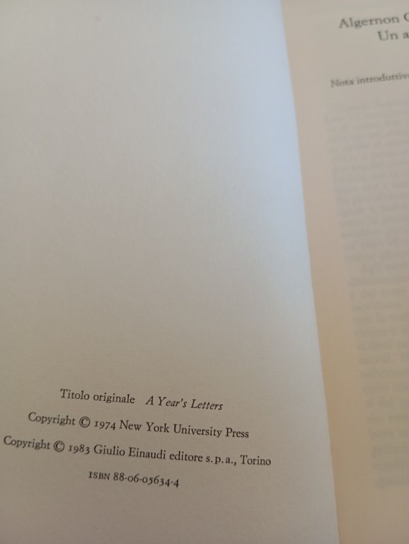 Un anno di lettere, Algernon Charles Swinburne, Einaudi, 1983