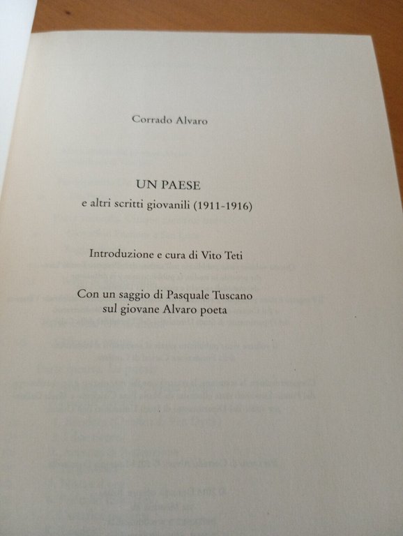 Un paese e altri scritti giovanili (1911-1916), Corrado Alvaro, Donzelli, …