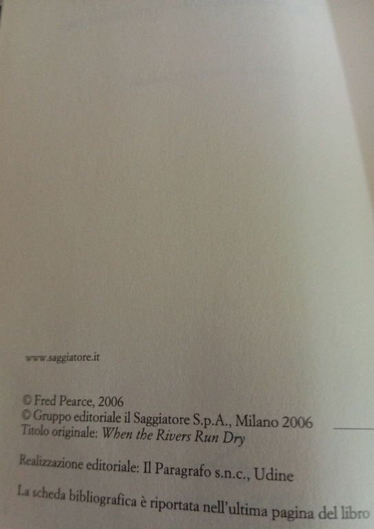 Un pianeta senz'acqua, Fred Pearce, Il Saggiatore, 2006