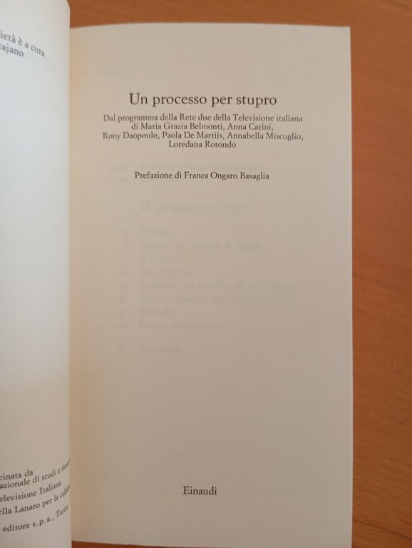 Un processo per stupro, Einaudi 1980, Franca Ongaro Basaglia, Gli … | Immagine Gallery 6