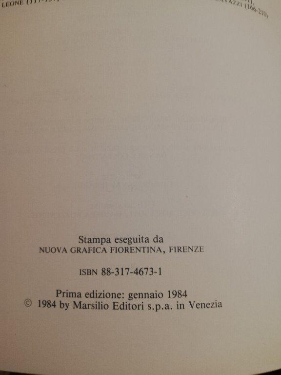 Una città di pagina in pagina, 1984, Marsilio Editori