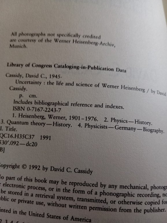 Uncertainty. The life and science of Werner Heisenberg, David C. … | Immagine Gallery 7