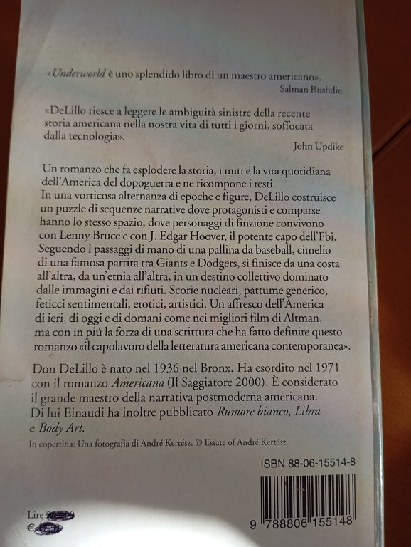 Underworld, Don Delillo, Einaudi, 2000