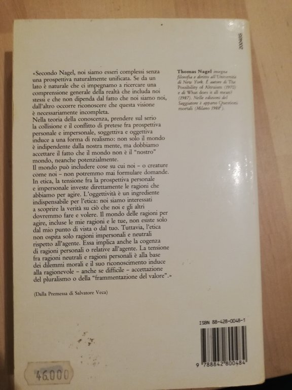 Uno sguardo da nessun luogo, Thomas Nagel, 1988, Il saggiatore