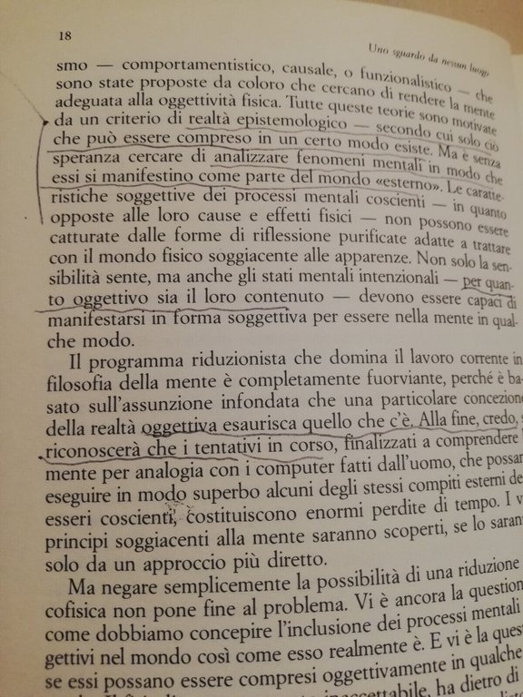 Uno sguardo da nessun luogo, Thomas Nagel, 1988, Il saggiatore