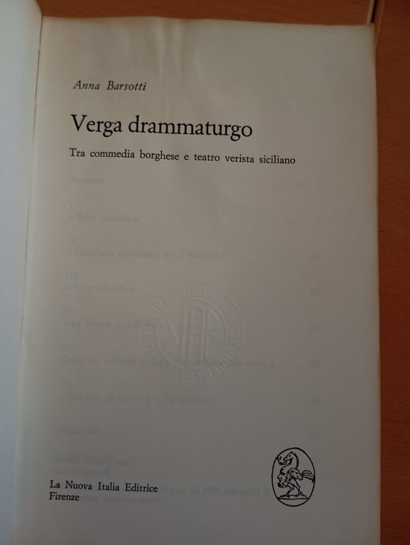 Verga drammaturgo, Anna Barsotti, La Nuova Italia, 1974