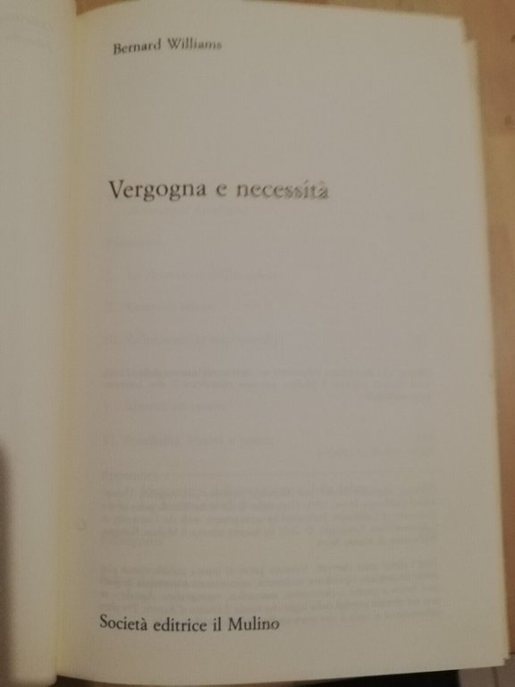 Vergogna e necessità, Bernard Williams, 2007, il Mulino