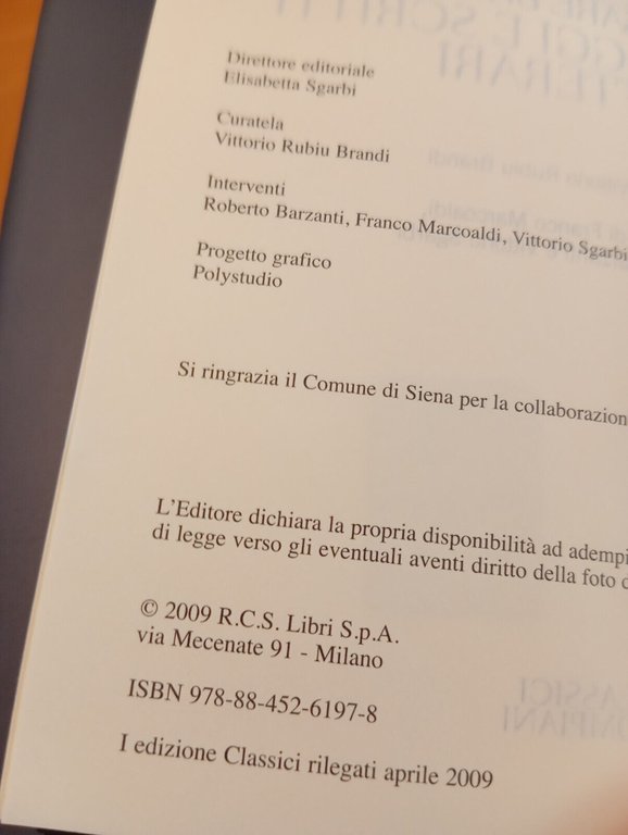 Viaggi e scritti letterari, Cesare Brandi, Bompiani, 2009