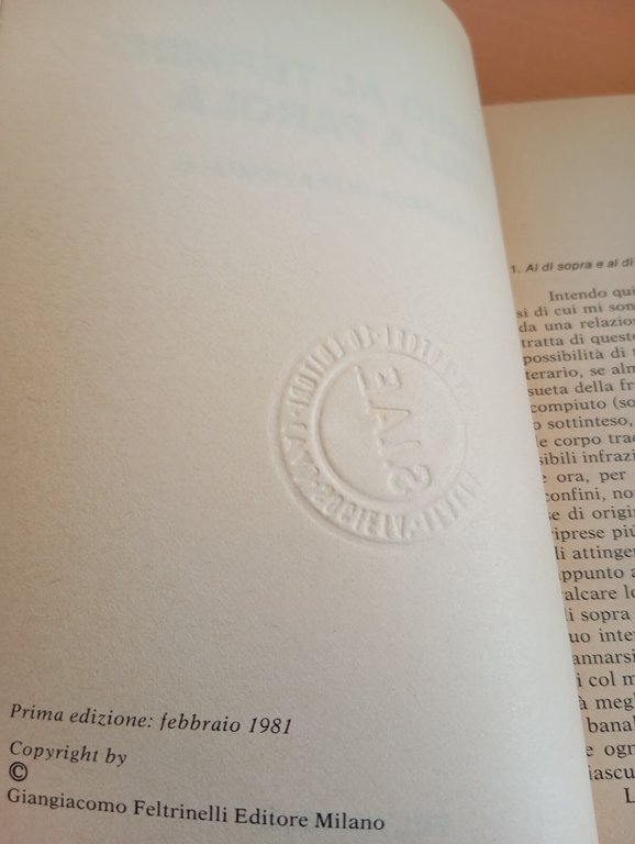 Viaggio al termine della parola, Renato Barilli, Feltrinelli, 1981
