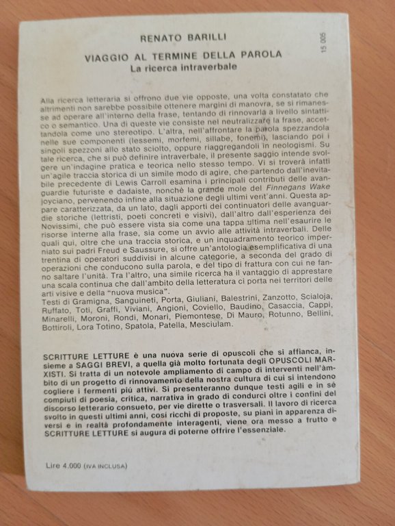 Viaggio al termine della parola, Renato Barilli, Feltrinelli, 1981