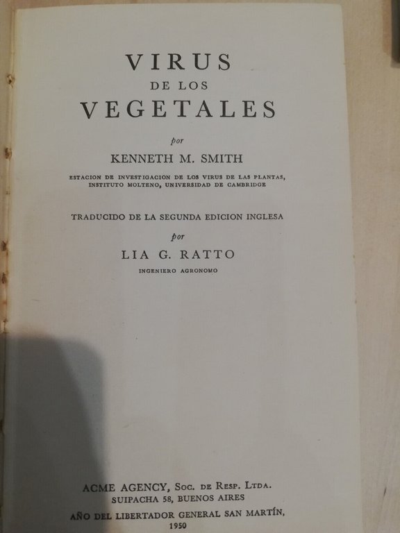 Virus de los vegetales, Kenneth M. Smith, 1950, in spagnolo