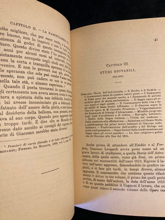 Vita di Giacomo Leopardi, Giuseppe Chiarini, Edizione 1921, Gela Editrice, …