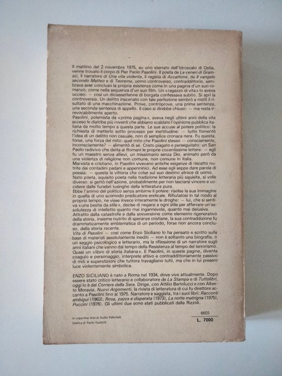 Vita di Pasolini, Enzo Siciliano, Rizzoli, 1978 | Immagine Gallery 2