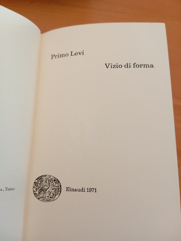 Vizio di forma, Primo Levi, Einaudi, 1971