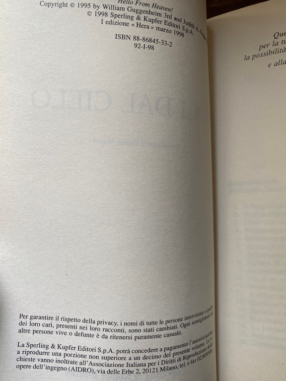 Voci dal cielo, Bill & Judy Guggenheim, Sperling & Kupfer, …