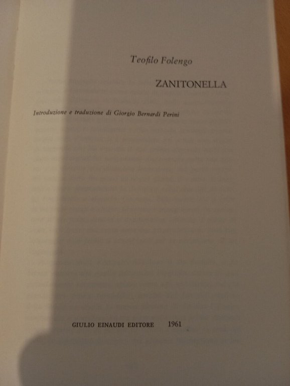 Zanitonella, Teofilo Folengo, Einaudi, 1961, edizione molto bella