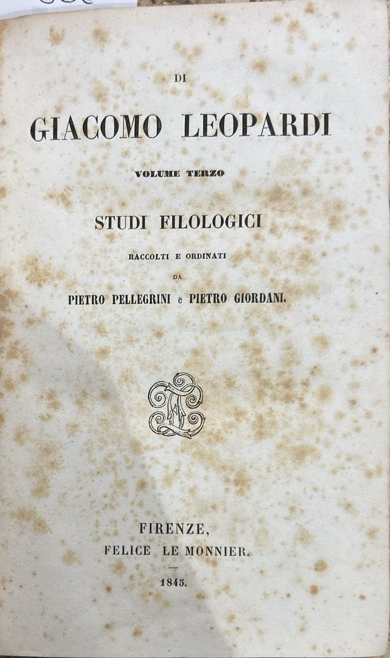 Studi filologici - Volume terzo | Immagine principale