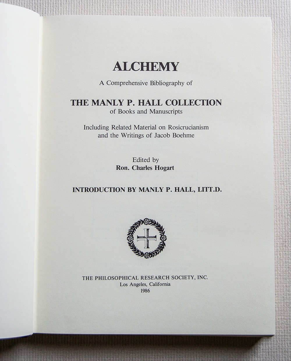 Alchemy A Comprehensive Bibliography of the Manley P. Hall Collection …