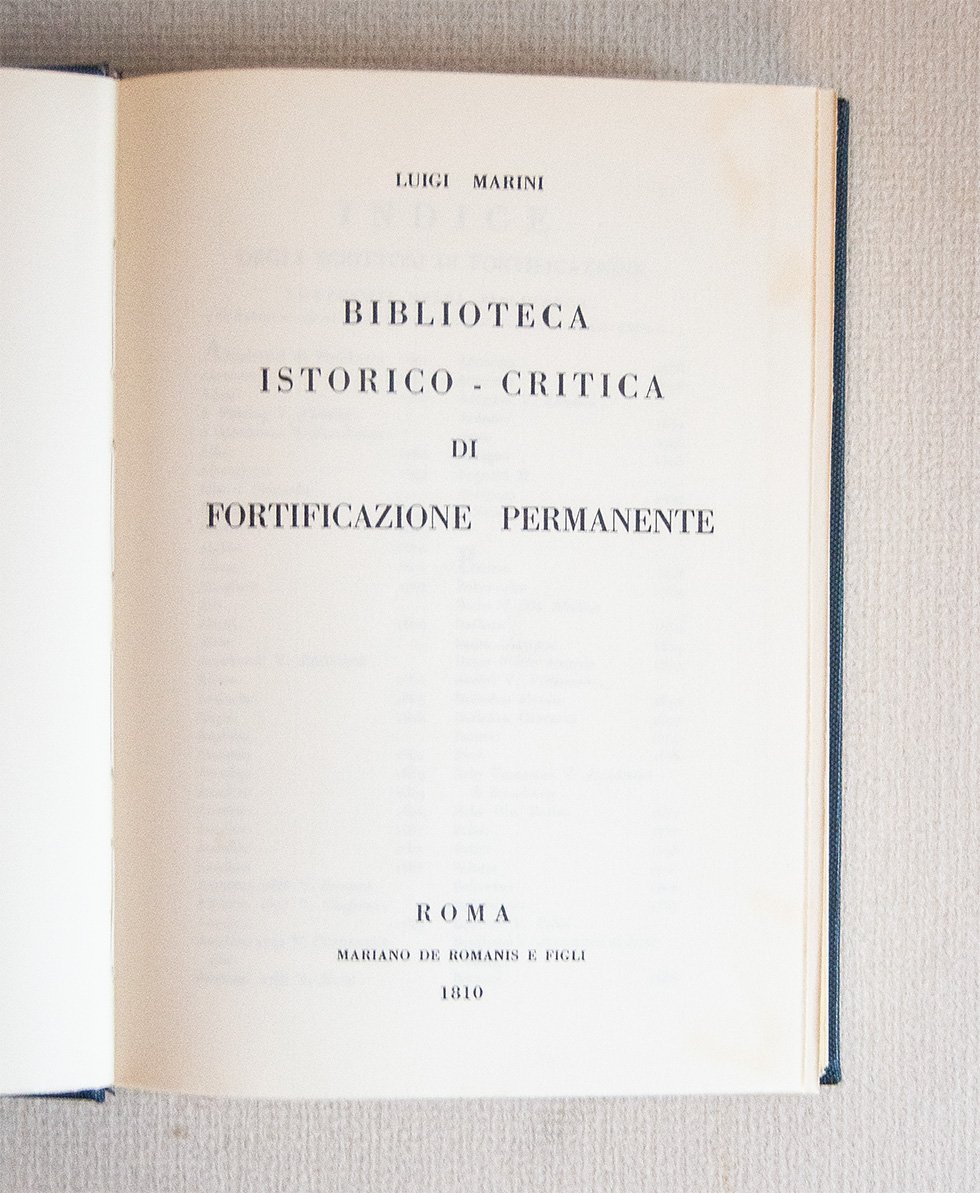 Biblioteca istorico-critica di Fortificazione permanente.