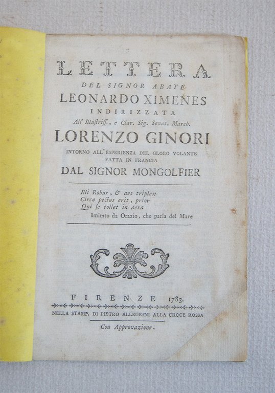 Lettera del Signor Abate... indirizzata all'Ill. Sig. Senat. March. Lorenzo …