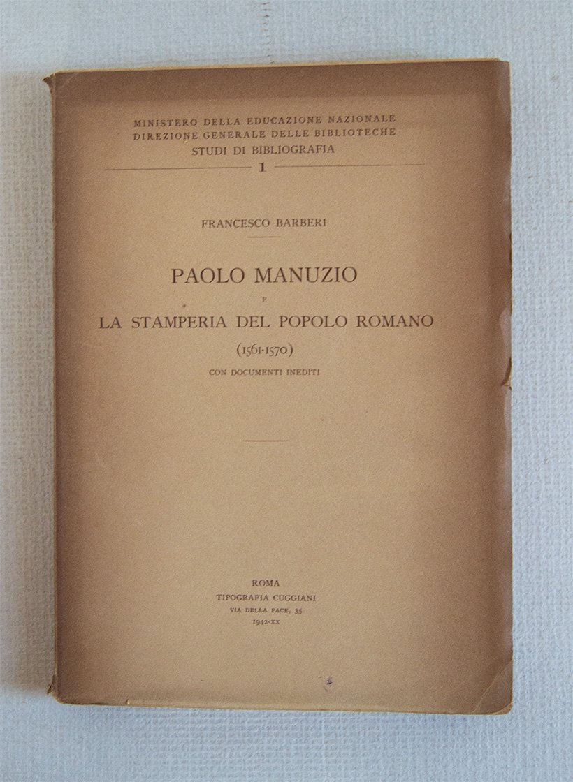 Paolo Manuzio La Stamperia del Popolo Romano (1561-1570)