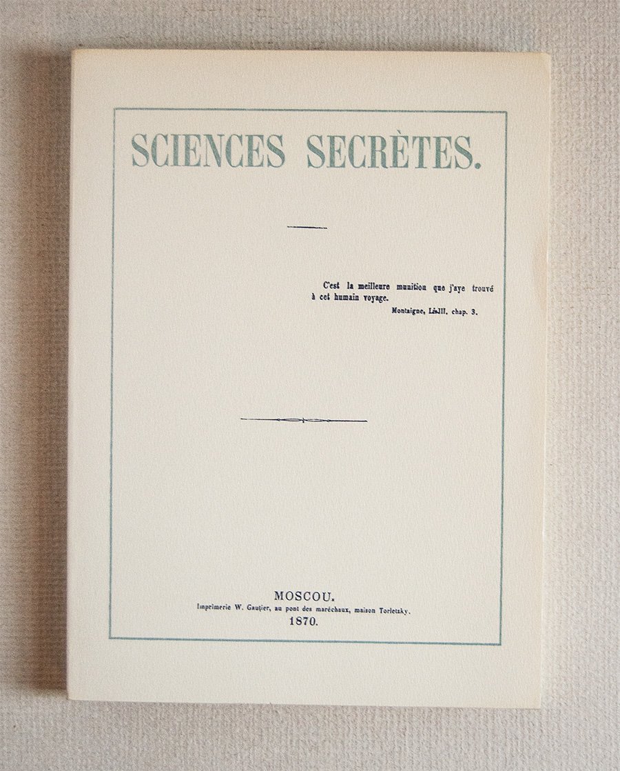 Sciences secrètes. Bibliothèque Alexis Ouvaroff.