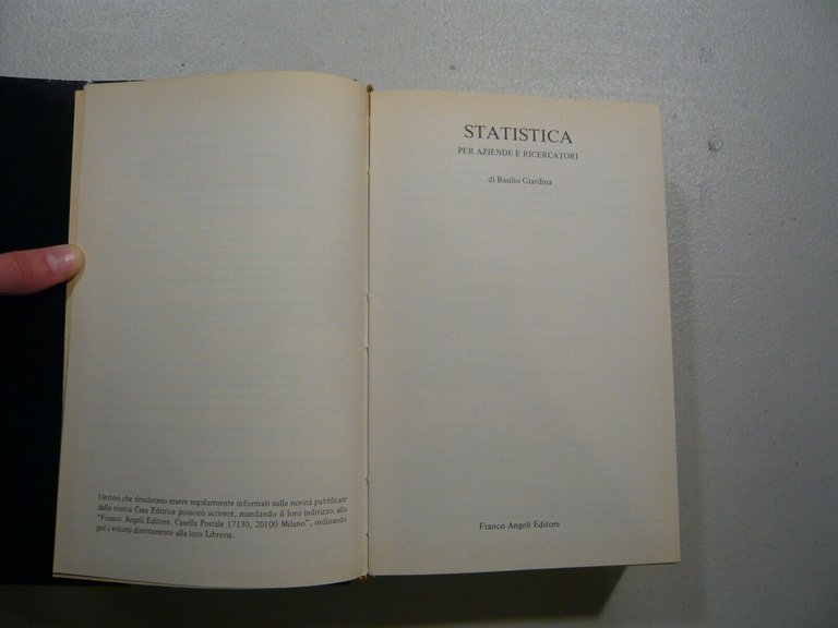 a cura di Basilio Giardina STATISTICA Per aziende e ricercatori[statistica
