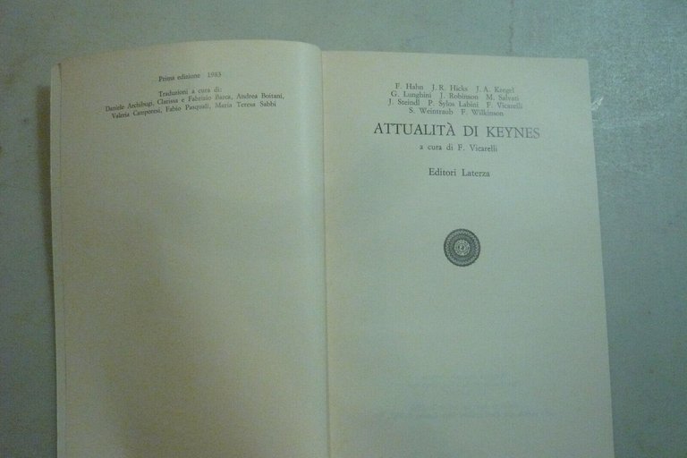 a cura di F. Vicarelli,ATTUALITA DI KEYNES,1983,Laterza[economia
