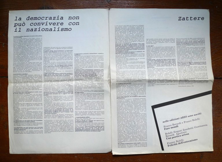 A/TRAVERSO Marzo 1992.FOGLIO ALEATORIO[Bologna,Bifo,Pierre Levy,informatica | Immagine Gallery 2
