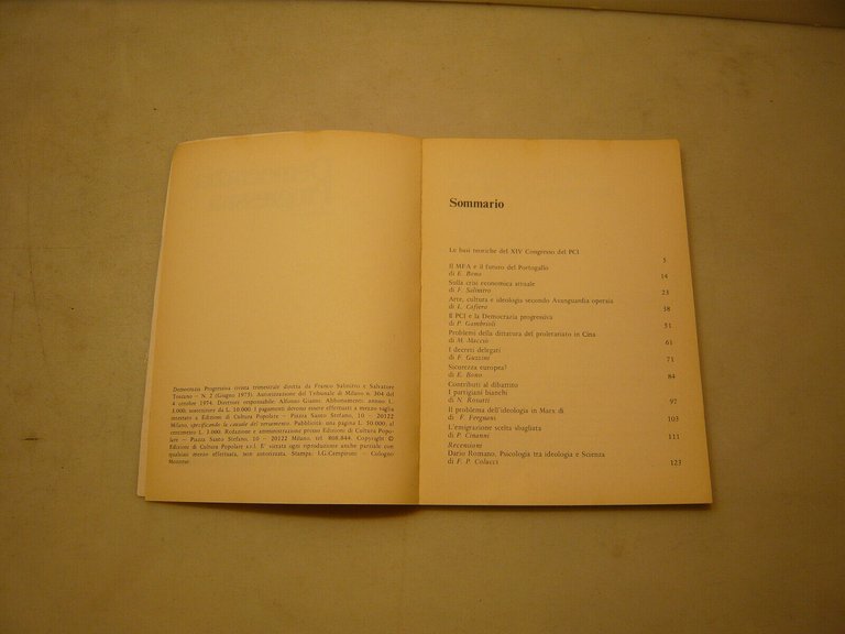 AA.VV.,DEMOCRAZIA PROGRESSIVA-n.2,Milano,1975[sociologia,economia